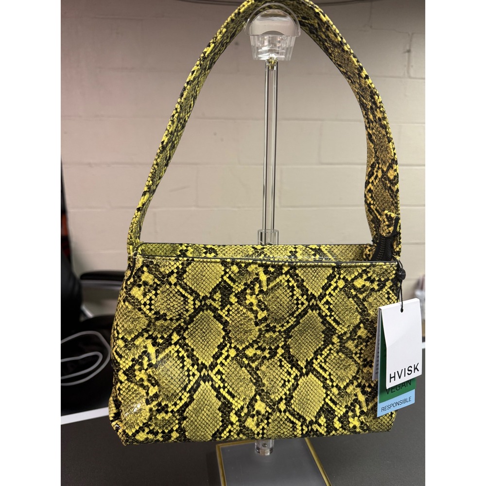 Hvisk‎ Scape Small Shell Yellow Snakeskin Vegan Leather Shoulder Bag H2354 NWT